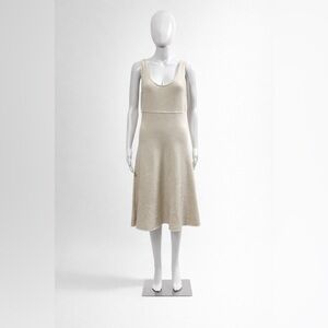 Cream Scoop Neck A-Line Dress